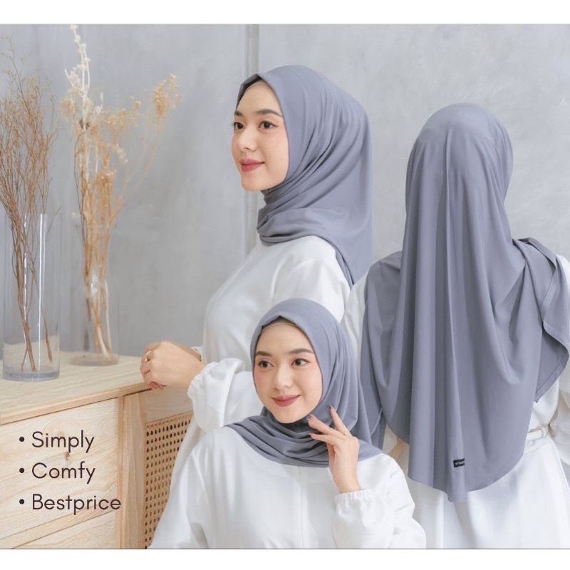 Jilbab Kerudung Segitiga Instan Jersey - Bergo Non Ped Malay HALWA