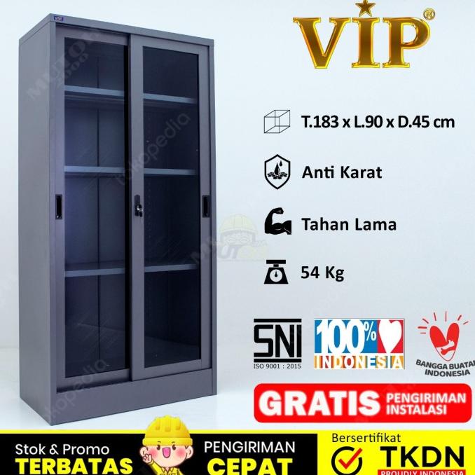

TERBARU LEMARI ARSIP LEMARI BESI PINTU KACA SLIDING GESER VIP V-602 DISCOUNT