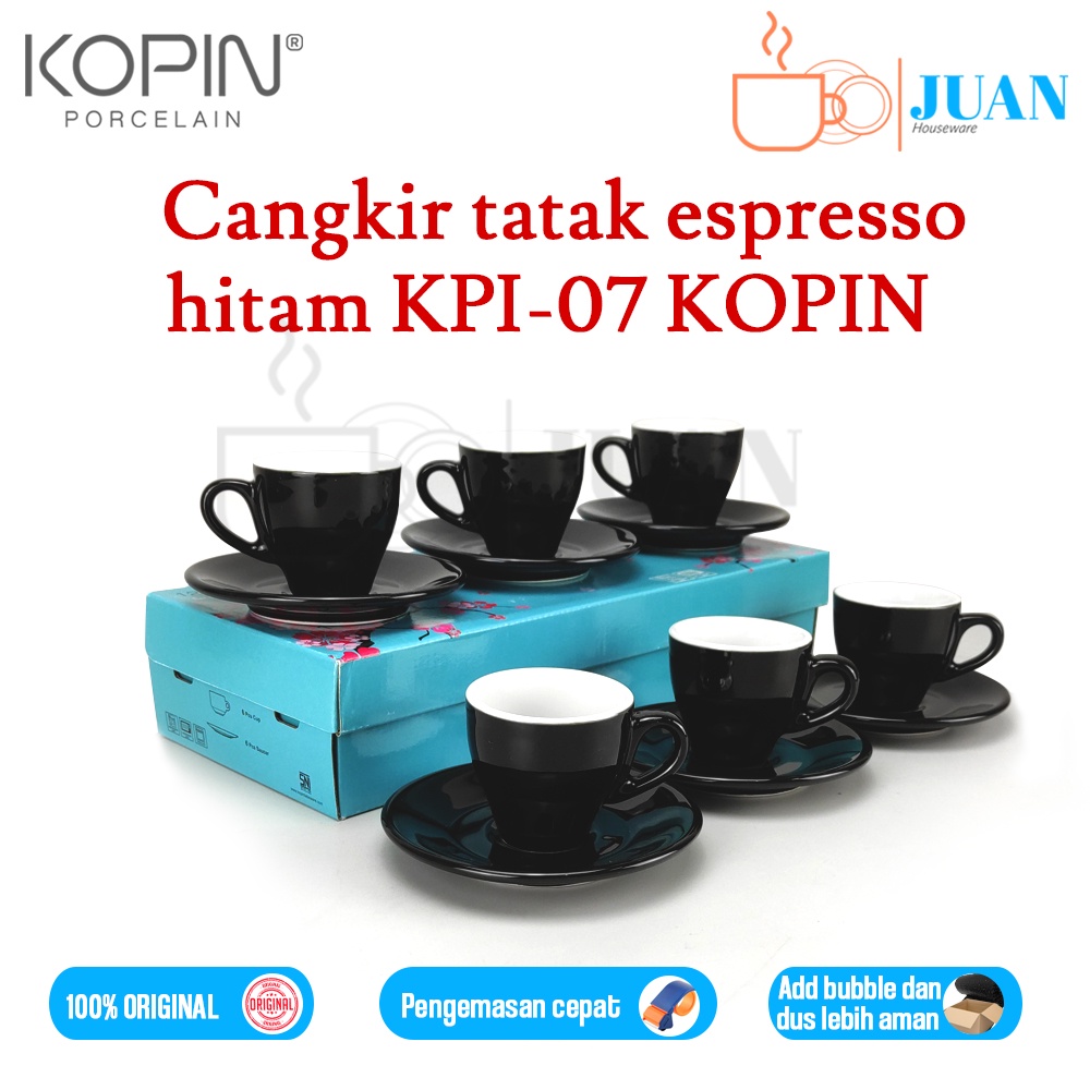 KOPIN Cangkir set espresso 90ml gelas kopi porcelain KPI-07 HITAM