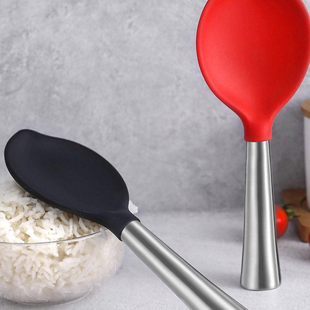 [Elegan] Rice Paddle Cooking Dinnerware Stand-up Silikon Anti Lengket Anti Karat Serving Spoon