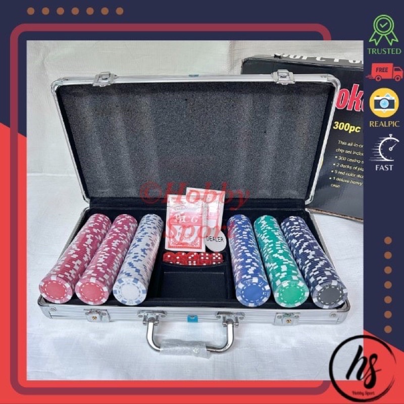 Koin Poker Set isi 300 pcs + Case Kartu Remi Texas Holdem Coin Plastik
