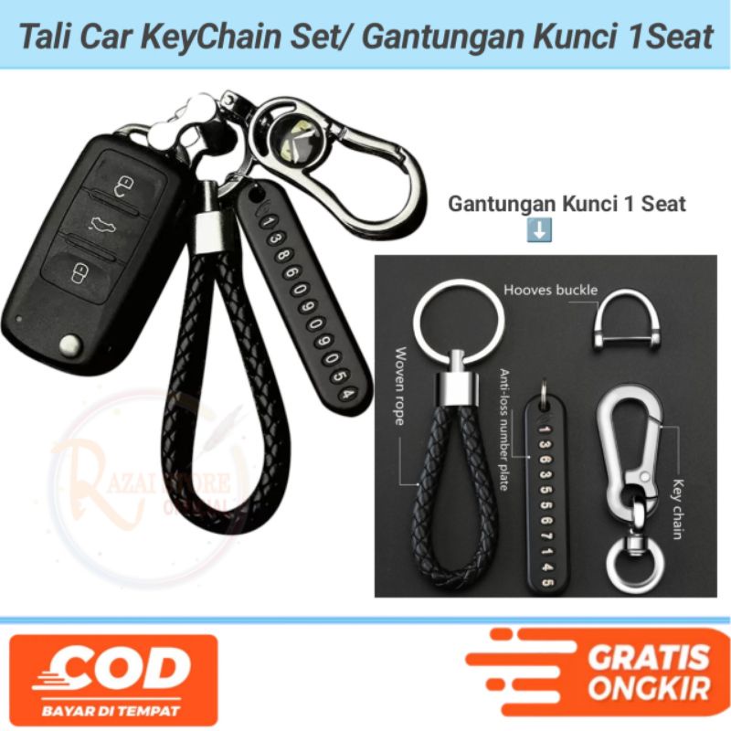 Gantungan Kunci Mobil Dan Motor Anti Hilang Plat Nomor Tali Car Keychein Seat