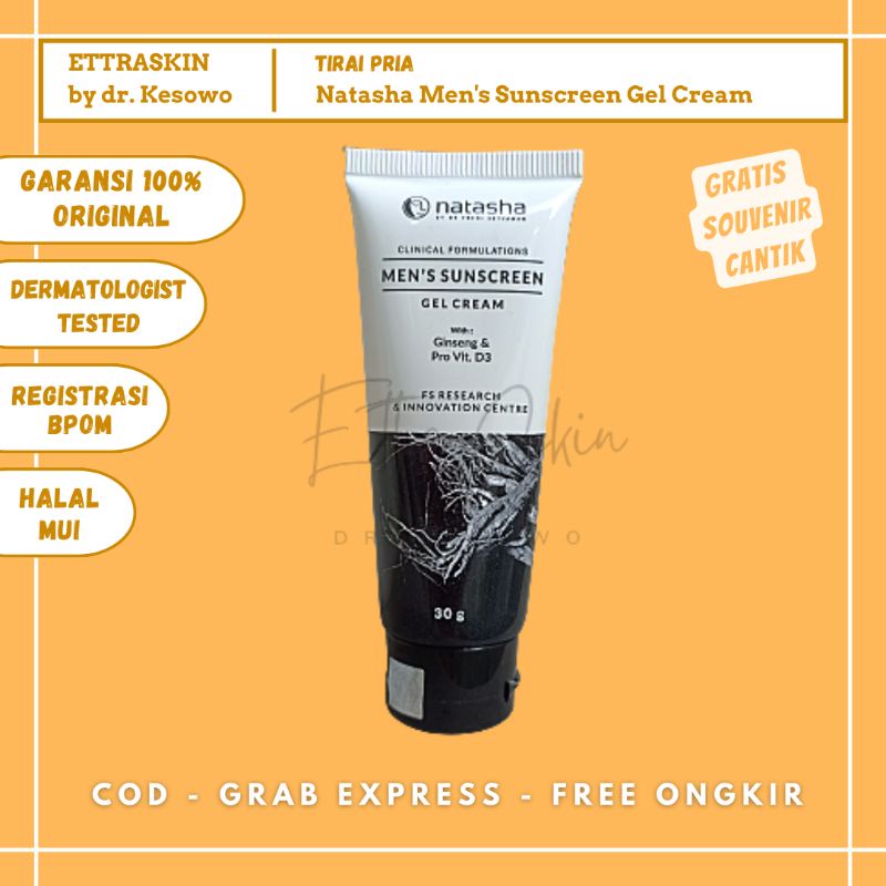 Natasha Skincare - Men's Sunscreen Gel Cream / Tirai Pria - Ettra Skin by dr Kesowo ( SBMENTUBE30 ) 
