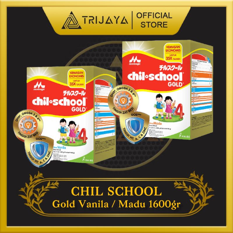 

Chil School Gold 1600 gr ( 4x400 gr ) Madu / Vanila - Morinaga Susu Anak 3-12 tahun 1600gr