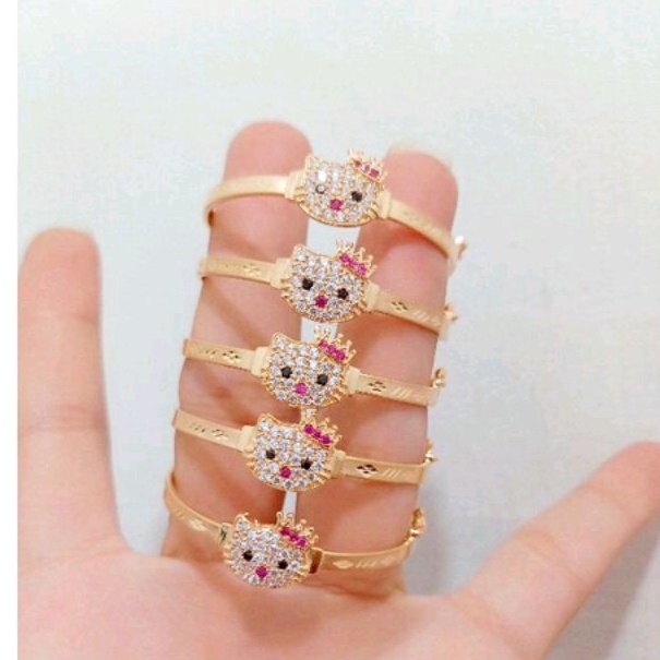GELANG ANAK BANGKOK HELLO KITTY PERAK ASLI 925 LAPIS EMAS