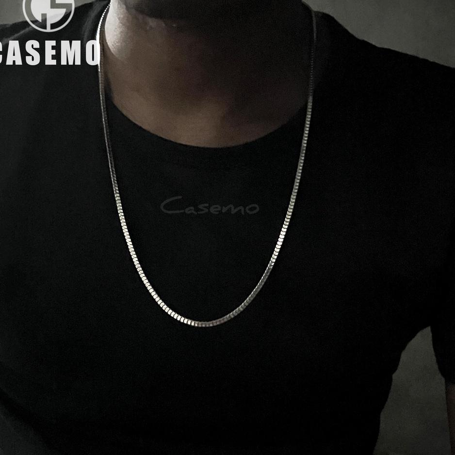 Best Promotion Kalung Pria Titanium Cowok Keren Silver Putih Perak Original Anti Karat