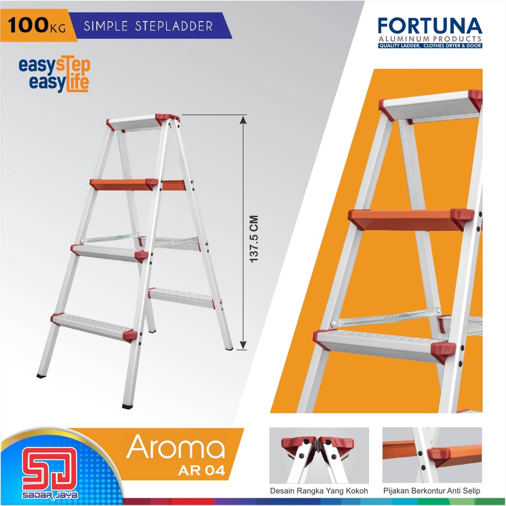 Fortuna Aroma AR 05 Tangga Lipat Aluminium Tangga Manten 1.3 meter AR05