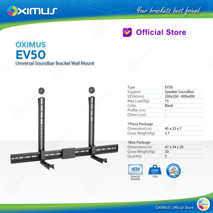Universal Soundbar Bracket Wall Vesa Base Holder Premium OXIMUS EV50