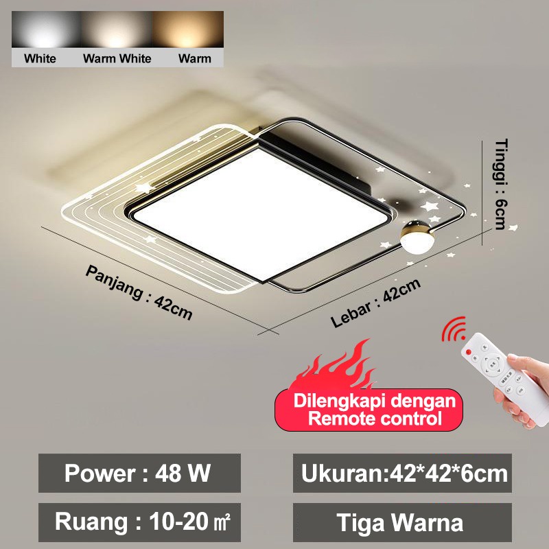 Golden LED Lampu Plafon LED 3 Warna Lampu Hias Bentuk Persegi Gaya Nordic Minimalis Untuk Dekorasi Ruang Tamu / Kamar Tidur