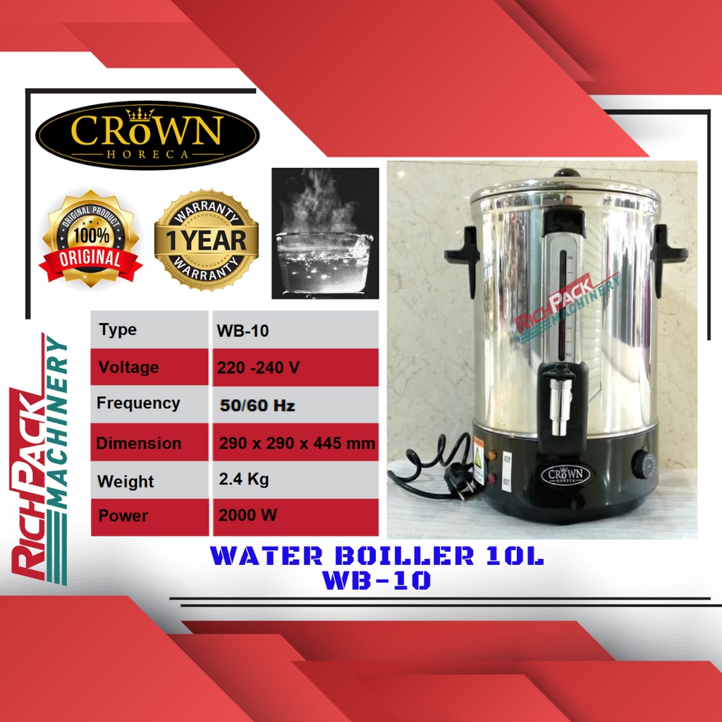 Crown WB-10 Water Boiler 10 Liter Termos Air Panas Thermos Pemanas Air