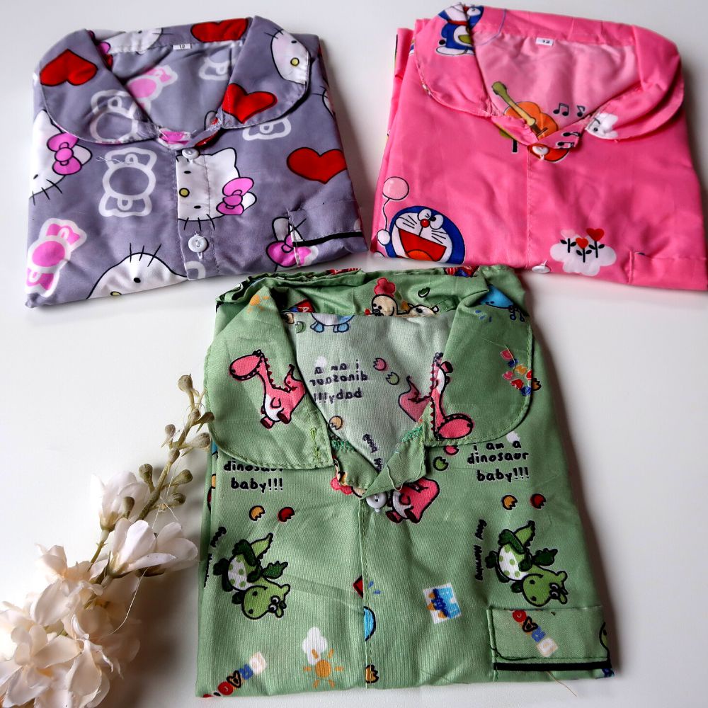 Setelan Baju Tidur Anak Perempuan Piyama Motif 1-4 Tahun
