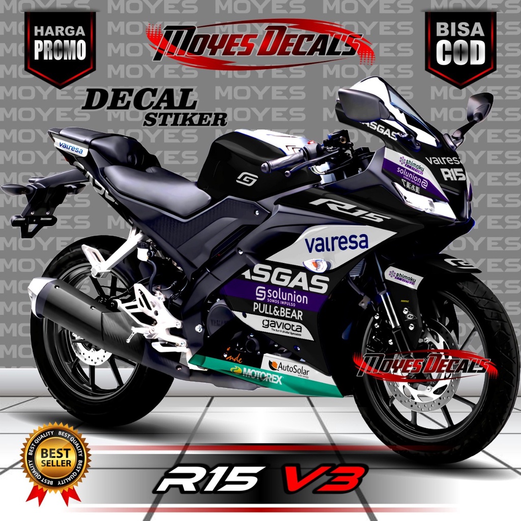 Decal Full Body R15 V3 Hitam Livery Yamaha Racing List Variasi Hitam - Striping R15 V3 FUll Body Ker