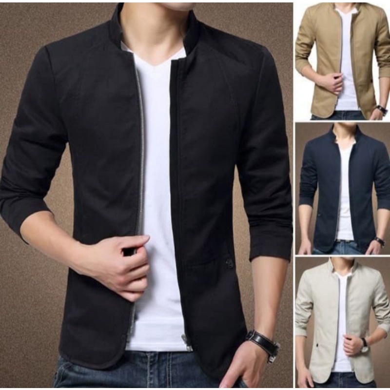 jaket blazer pria semi formal lengan panjang