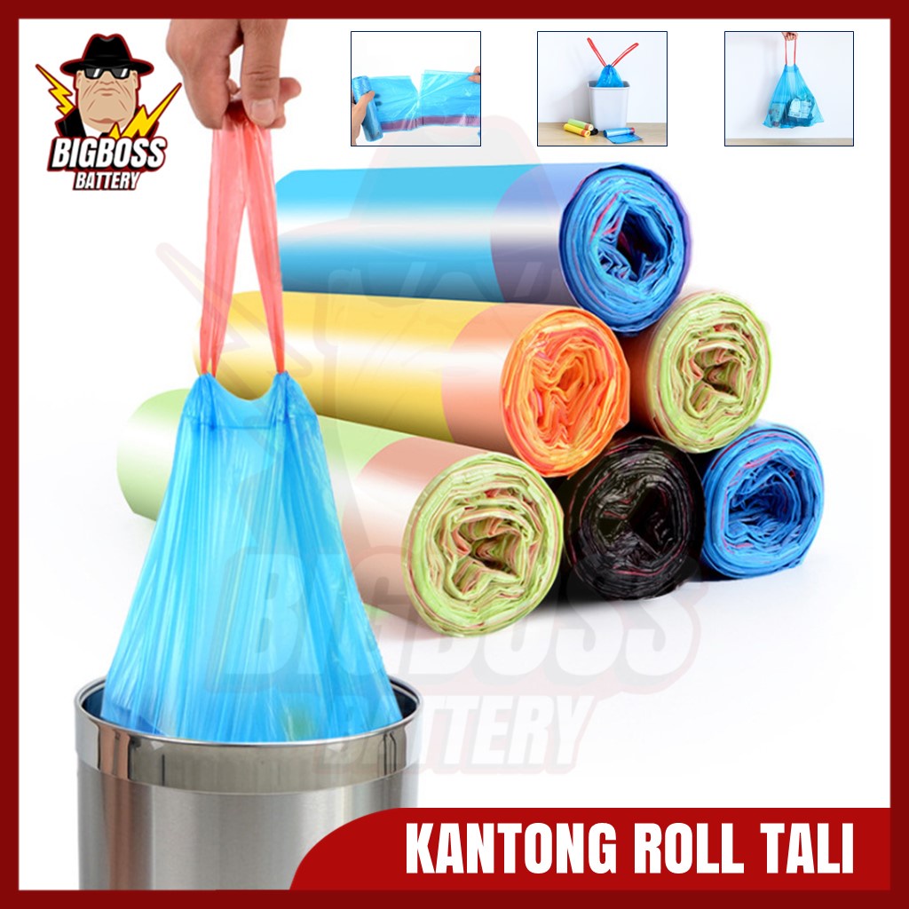 Kantong Sampah Refill Plastik Plus Tali Gulung Trash Bag Roll Anti Ribet Plastik Kantong Tali Praktis Untuk Sampah