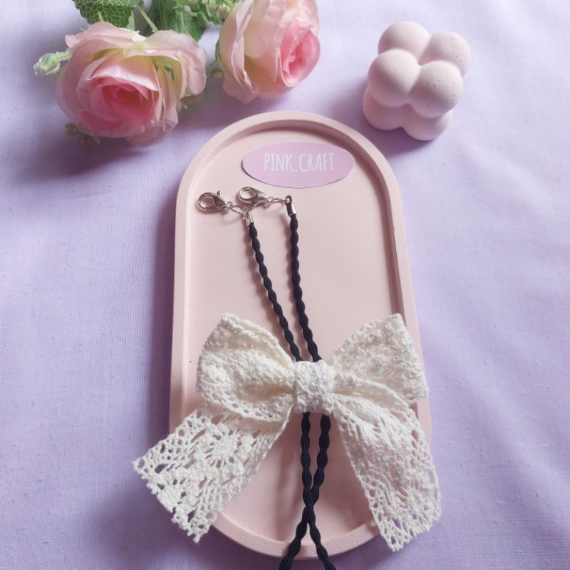 TALI MASKER PITA RENDA / STRAP MASKER PITA RENDA / KONEKTOR MASKER RENDA By Nonna Pink
