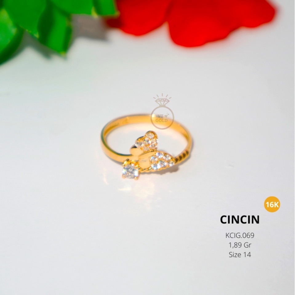 Cincin Emas Wanita Kadar 16k (Model Butterfly)