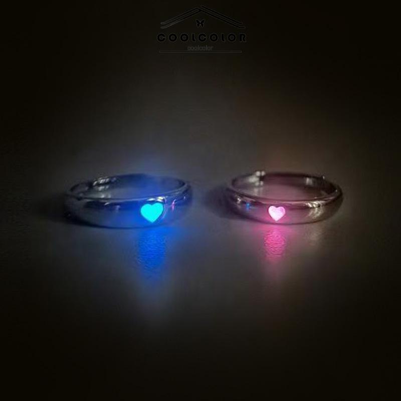 COD❤️Cincin Couple Cinta Luminous cahaya kekasih Retro Vintage Korea Gaya Untuk Wanita Fashion