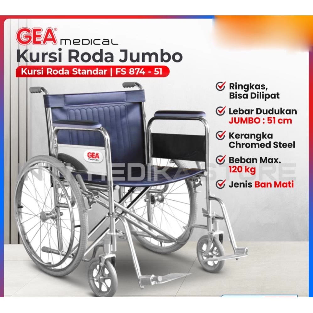 GEA - Kursi Roda STANDAR Rumah Sakit Jumbo FS874-51