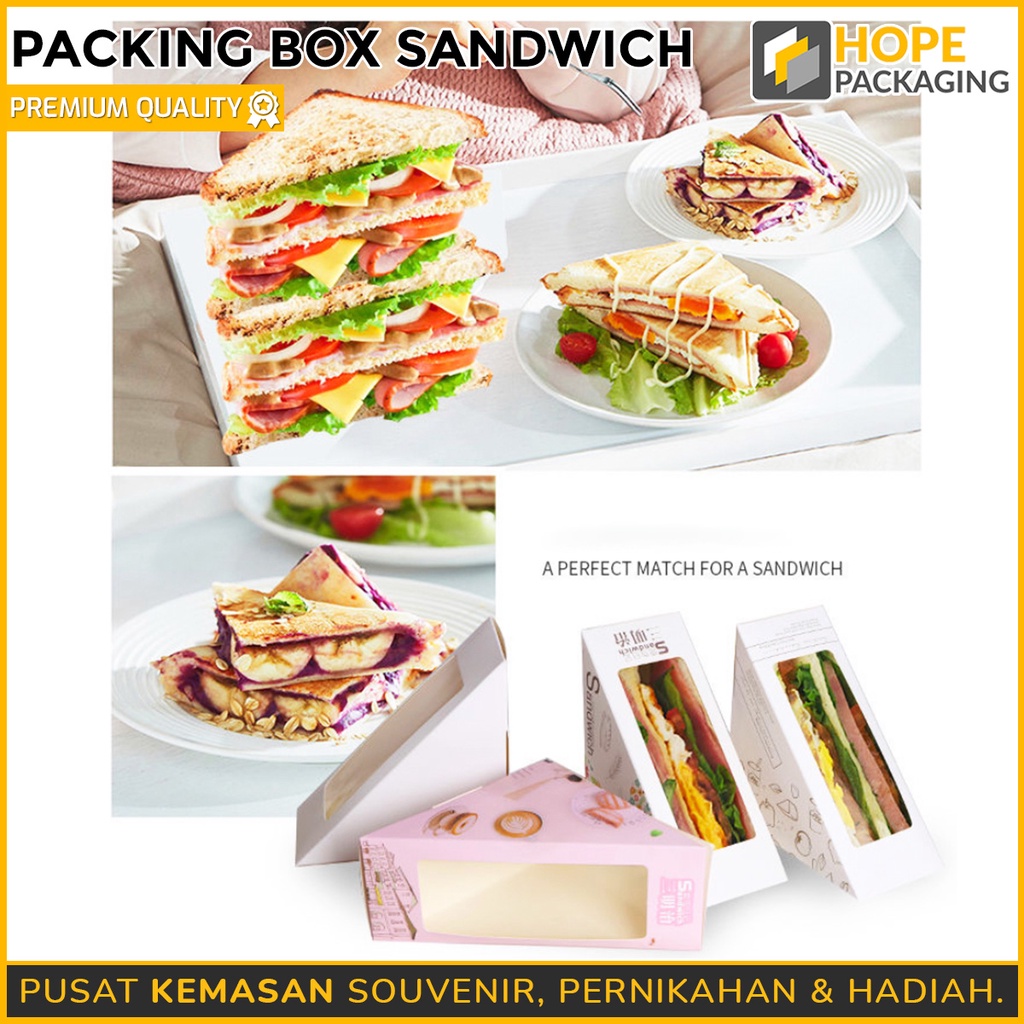 [ ISI 5 PCS ] Box sandwich Cream Kotak roti Sandwich / Kotak roti Kraft Paper Kotak roti Kraft Paper box kue / pengajian / Lebaran acara islami