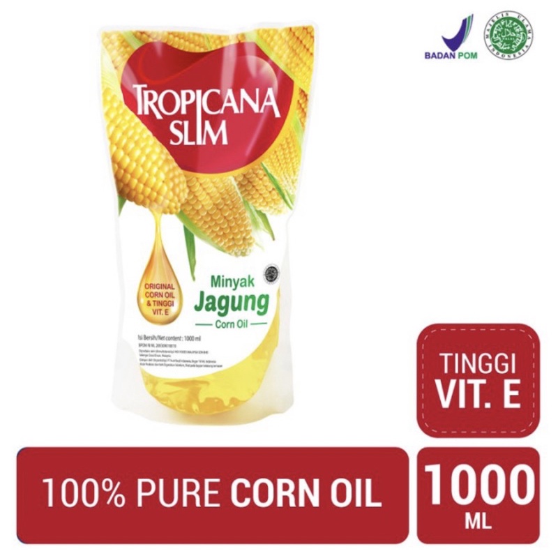 Tropicana slim minyak jagung pouch 1 L ( corn oil rendah lemak )