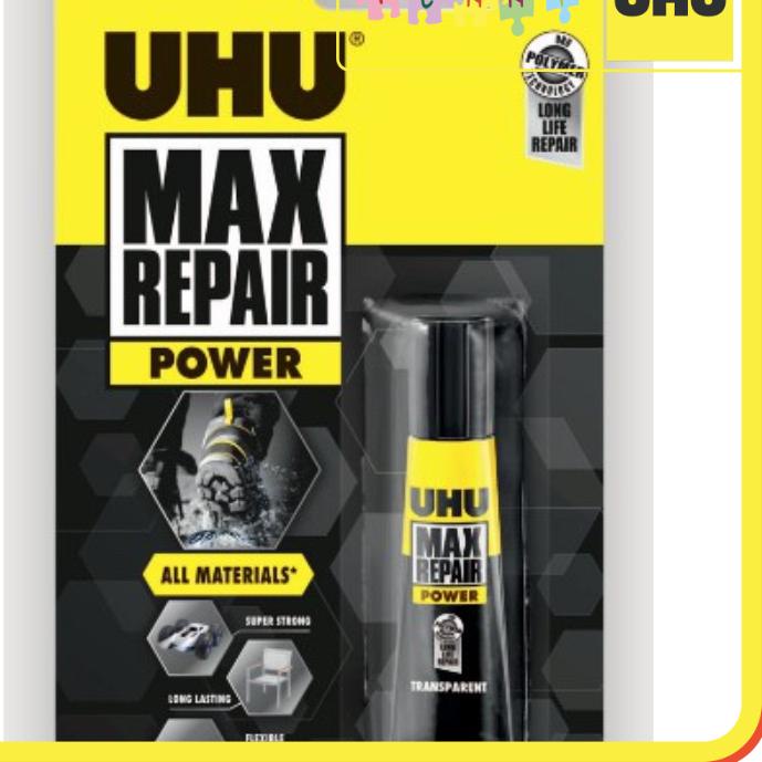 

New!! UHU MAX REPAIR Lem Sepatu Semua Material POLYMER POWER EXTREME ADHESIVE 8g 100% ORIGINAL