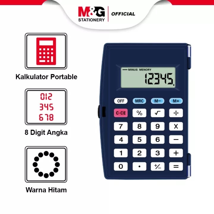 

M&G 8 Digits Portable Calculator with Cover M&G Kalkulator Saku ADG98772 MGC-06