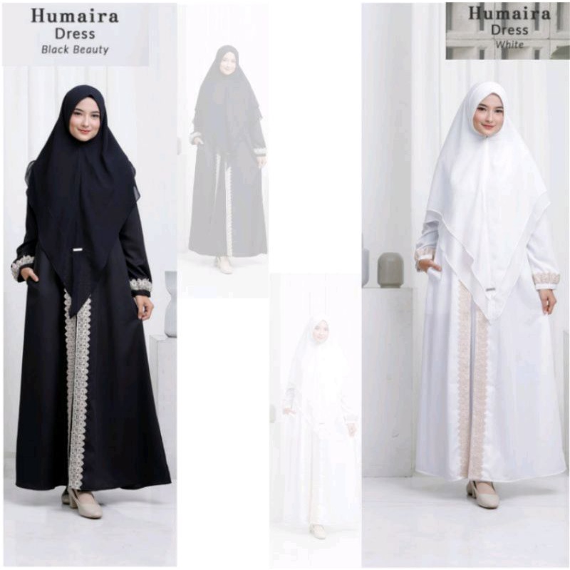 Humaira Dress By Yasmeera/ Gamis Manasik Haji Hitam dan Putih/ Gamis Umroh Hitam Putih Yasmeera/ Gam