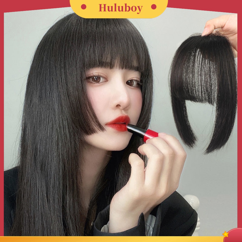Rambut Poni Palsu Extensions Bahan Serat Suhu Tinggi Untuk Pakaian