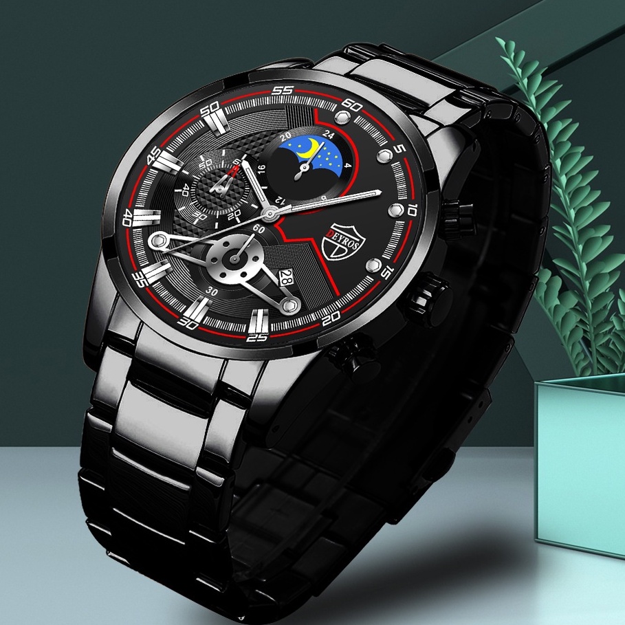 Jam Tangan Pria Original DEYROS 05 STAINLESS STEEL Jam Tangan Pria Luxury Stainless Steel Quartz Original Tahan Air Watch + Kotak Gratis/Jam Tangan Pria Import Murah Berkualitas/Jam Tangan Pria Original Import