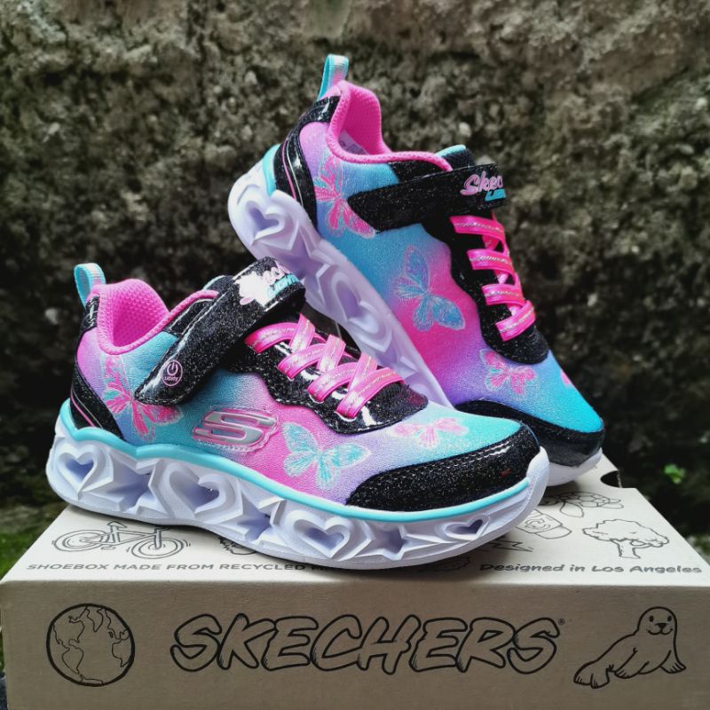 New Sneakers Light Lamp Buterfly Anak Perempuan Skechers LED Light Girls