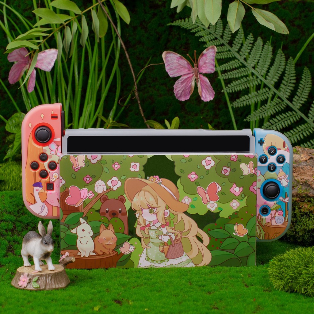 Switch OLED Hard Case Nintendo Switch Forest Girl Theme Casing Pelindung Untuk Switch OLED/Lite/V1 V2 Model Joy-con Case Penyimpanan Tas Aksesoris