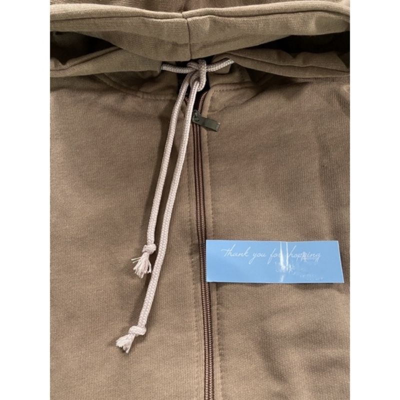 Jaket Hoodie Polos Resleting Dark Brown Zipper Wanita &amp; Pria Distro Oversize Carla