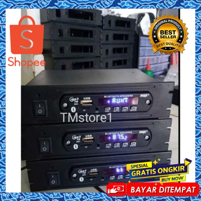 mp3 bluetooth player usb modul radio fm + box siap pakai free kabel aux