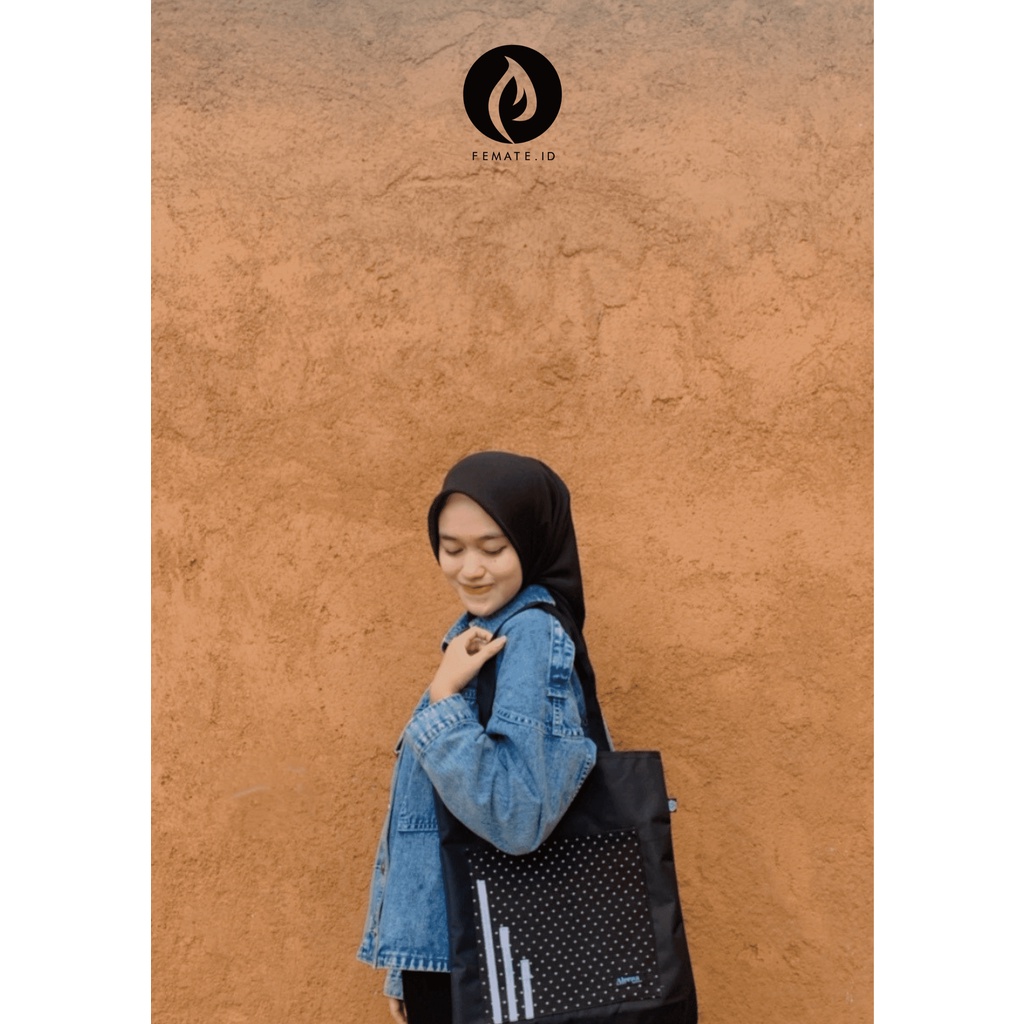 Tote Bag Kanvas Motif Polka Kecil