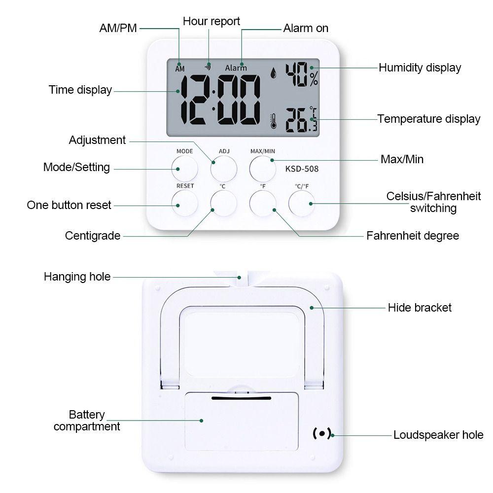Top Digital Thermo-Hygrometer Rumah Stasiun Cuaca Indoor Desktop Alarm Clock
