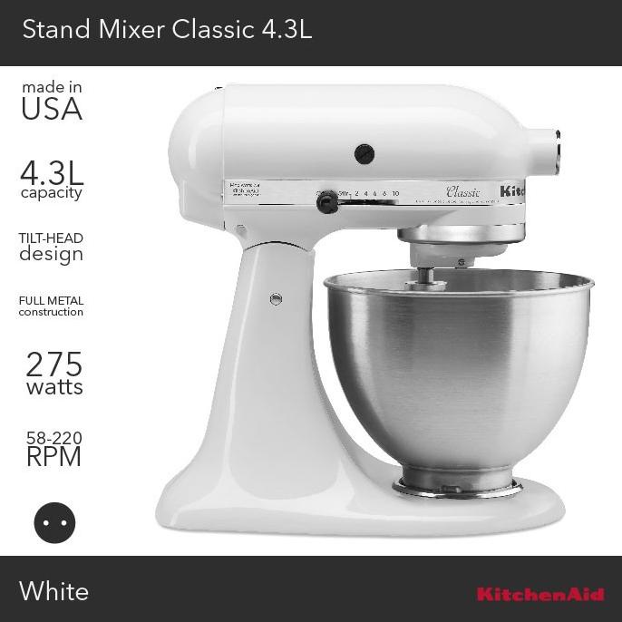 Jual KitchenAid Classic 4.3 L TiltHead Stand Mixer Putih 5K45SS*WH
