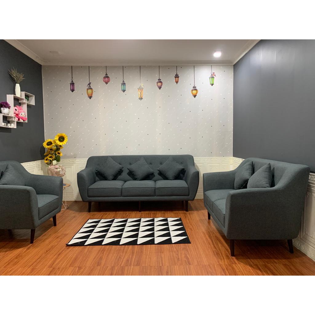 Sofa Ruang Tamu Modesty 321 Seater Retro Daisy + Bantal