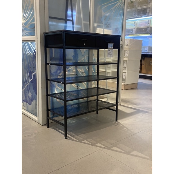 INFORMA Rak sepatu besi hitam dilengkapi laci kaos kaki