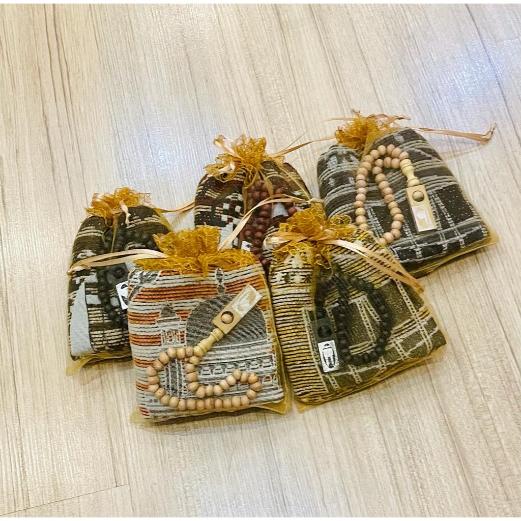 Paket Souvenir Sajadah Tenun QUBA Mini Turkey + Tasbih Pita ( TILE )