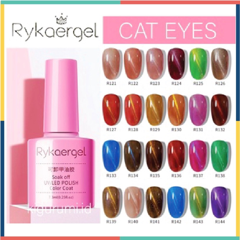 RYKAERGEL Cat Kuku Cat Eyes Kutek Soak Off RYK Gel Halal Mata Kucing UV Polish KU008