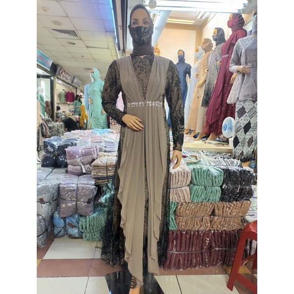 Gamis Nayla Bahan Tulle Bordir Mix Ceruty / Gamis Payet Mutiara / Gamis Brokat Tulle / Gamis Kondang