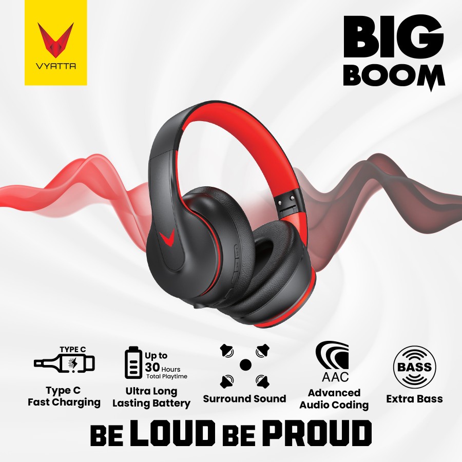Vyatta BIG BOOM Headphone ULTRA BASS Bluetooth Earphone Wireless Gaming Headset Mic