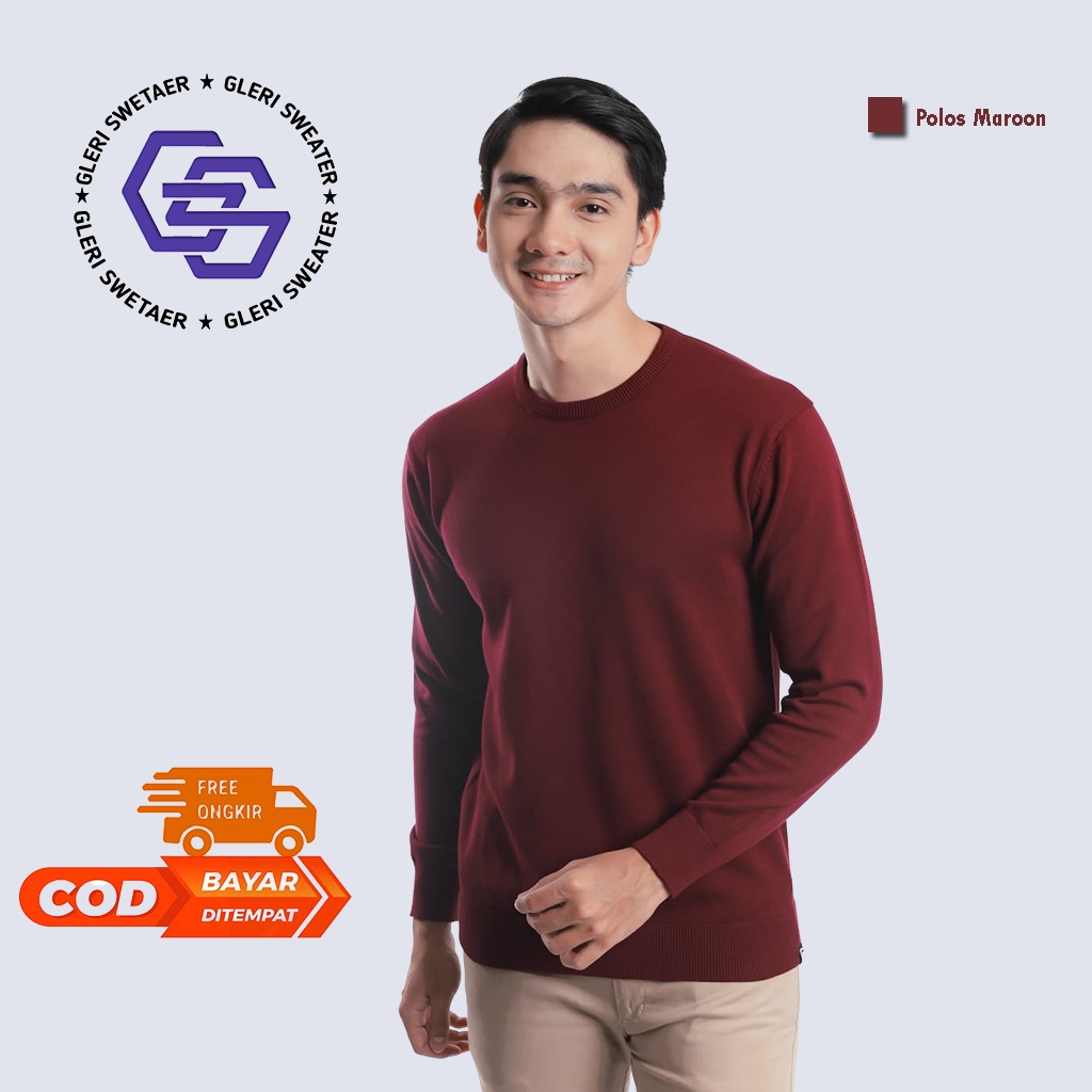 Kaos Pria O-Neck Sweater Rajut Pria Polos Sweater Rajut Pria Oblong Sweater Pria Polos Lengan Panjan