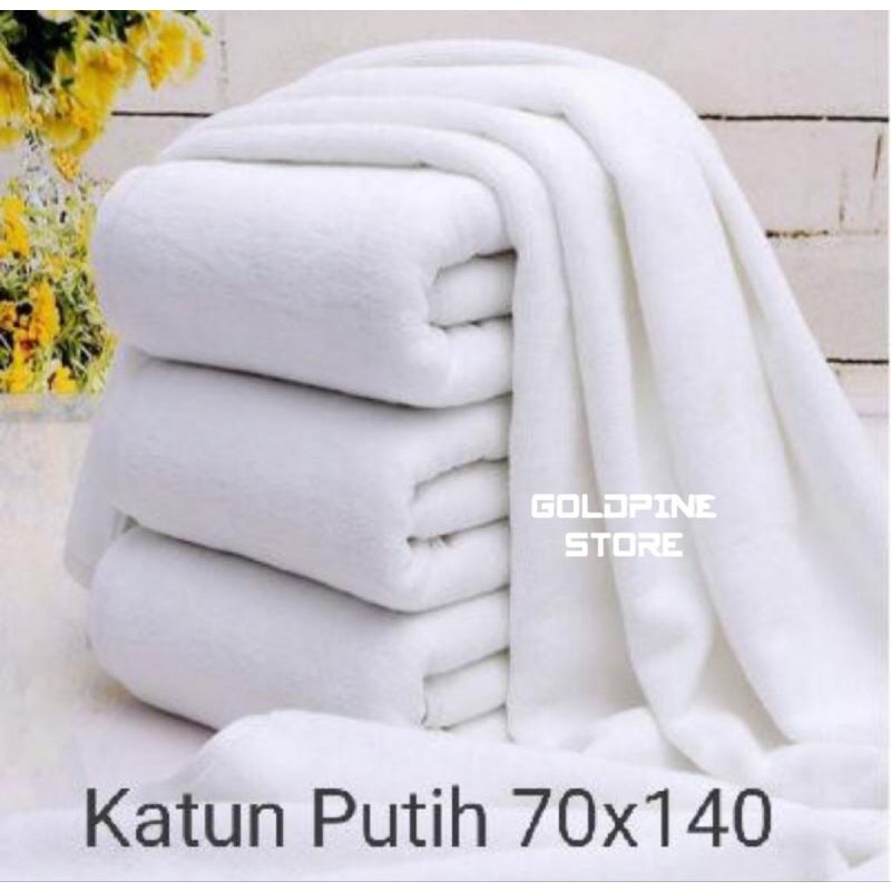 Handuk Polos Hotel ukuran 70x140cm Handuk Mandi MERESAP - PUTIH GROSIR