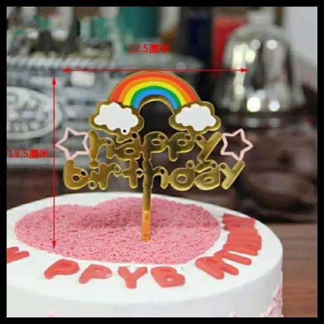 TOPPER CAKE ACRYLIC RAINBOW / HIASAN KUE ULTAH PELANGI / CAKE TOPPER