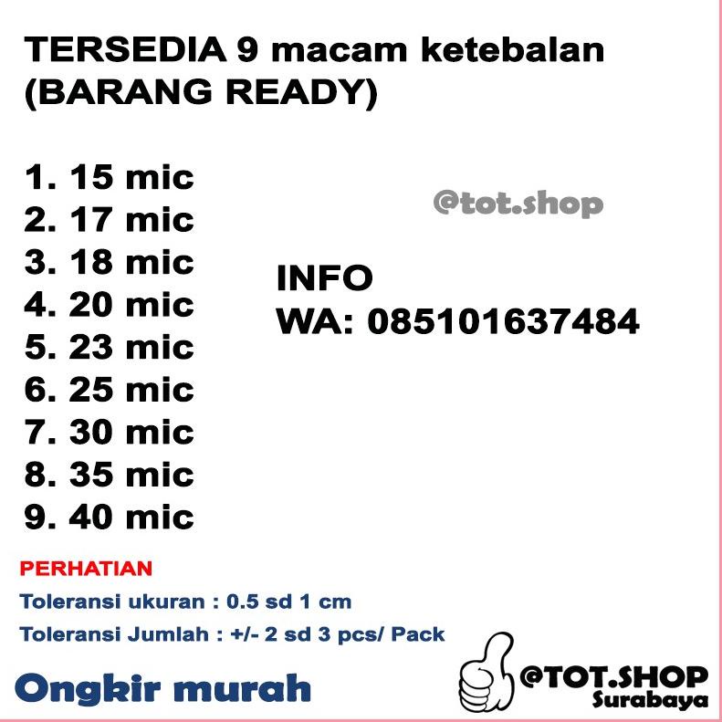 

≋ OPP LEM PLASTIK KACA 25 X 35 Kaos,, Baju, Celana, Jaket (Isi 100 Lembar) ⇻