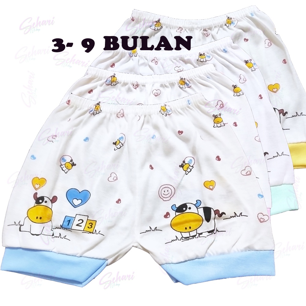 6 pcs  &amp; 3 PCS CELANA PENDEK 3-6 BULAN BAYI / CELANA SEGI 4 BAYI