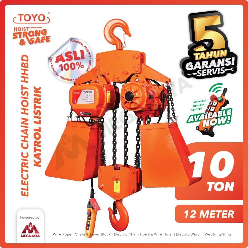 TOYO Electric Chain Hoist 10 Ton x 12 Meter HHBD Series