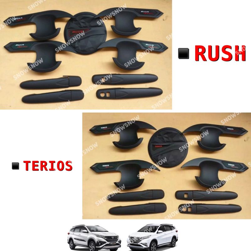 Paket Outer Handle Tank Cover All New Rush Terios 2018 2020 2021 2022 2023 2024  Hitam Dop GR TRD SPORT SPORTIVO