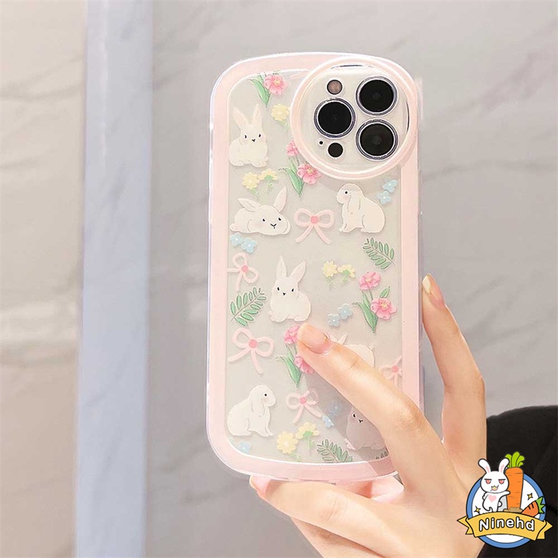 Oppo A17 A17 A17K A57 A77 A16k A16 A15 A15s A3s A5s A76 A96 A94 A93 A74 A54 A95 A52 A92 A5 A9 A53 A31 Reno 8Z 7Z 7 5 6Z F9 Pro Casing Ponsel Kelinci Lucu Casing Anti Jatuh Sarung Pelindung Cover